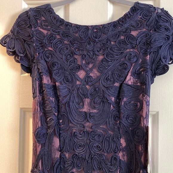 Navy Blue Lace Cocktail Dress by J S Collections